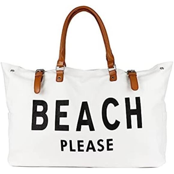 Women's Beach Tote Bag Waterproof Sandproof, Beach White